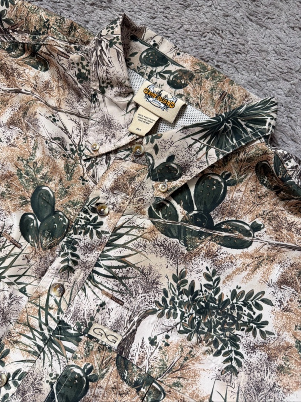 Game Guard Camo Button Up Short Sleeve Fishing Shirt Mens 3X Large